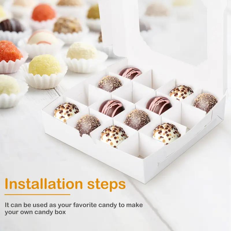 WTEMPO 15PCS 3.5*15*15CM 16 Cavities Clear Window Kraft Paper Gift Boxes Foldable DIY Jewelry Small Presents Packaging Boxes