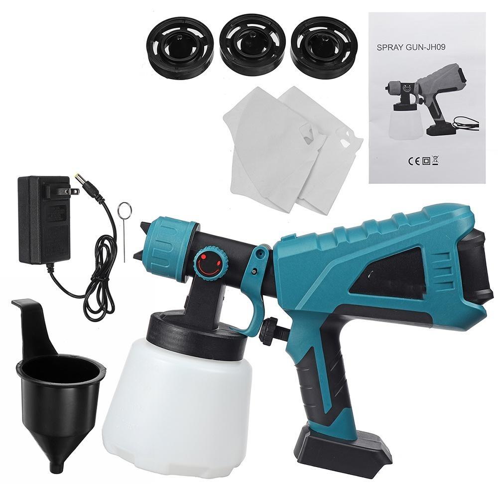 1500W 88VF 3 Nozzle Size 1000ml Electric Spray Gun Flow Control Airbrush For 18V Battery Household Electric Paint Sprayer