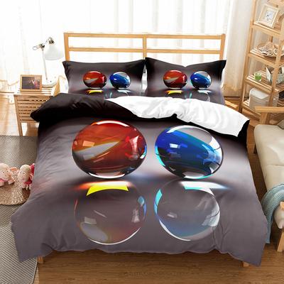 Glass Ball Duvet Cover Set King Queen Size 3D Printed Colourful Glass Ball Blue Green Orange for Boys Girl Polyester Bedding Set