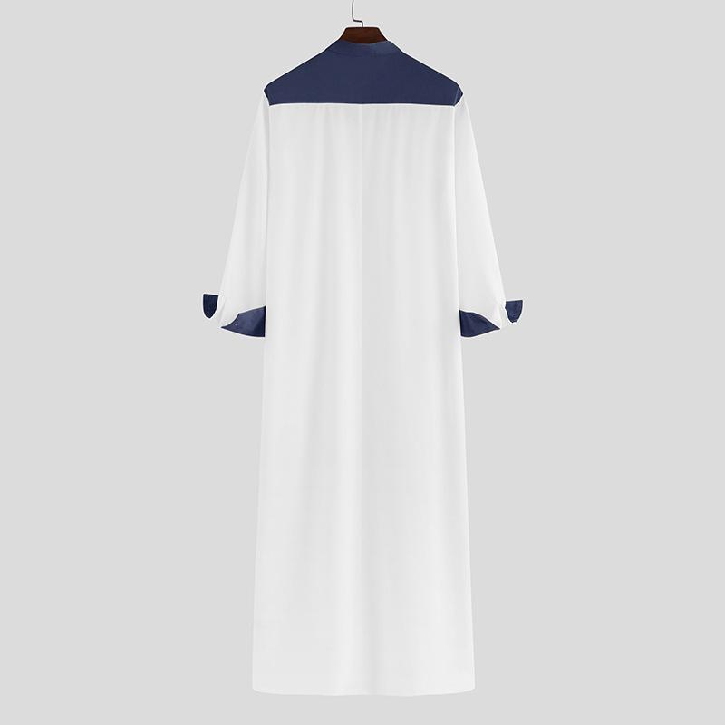 Dubai Islamic Men's Color Block Long Robe