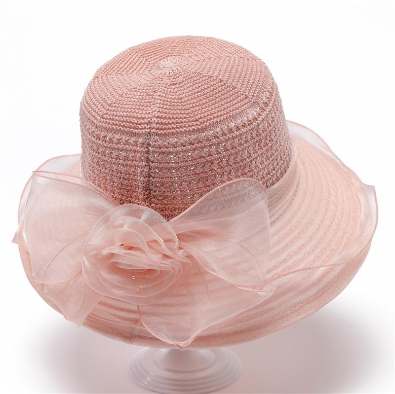 Frühlings- und Sommer-Organza-Hut Sonnenhut Damen Sonnenschutz Eimerhut UV-Schutz Blumen-Sonnenhut