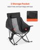 Heated Camping Chair, 3 Heating Settings, Large-Sized Padded Folding Rocker, Heavy Duty Outdoor Lawn Chairs with Pocket & Cupholder, Support 225lbs,