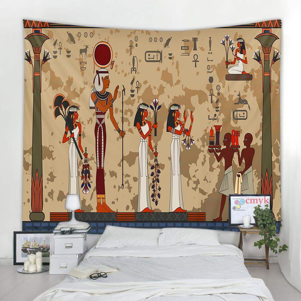 Golden Ancient Egypt Tapestry Wall Hanging Old Culture Printed Hippie Egyptian Tapestries Wall Cloth Home Decor Vintage Tapestry