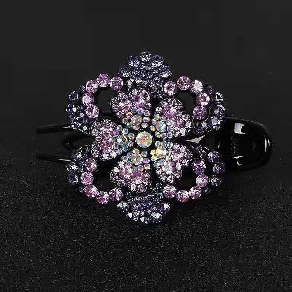Acrylic Female Girls Rhinestone Hair Claw Flower Duckbill Clip Ponytail Holder Hair Accessories
