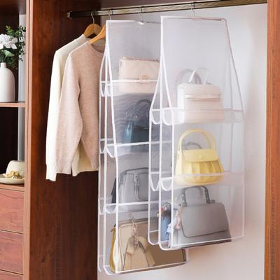 Dustproof Clear Hook Design Handbag Organizer 6/8 Pockets Hanging Purse Handbag Holder Household Supplies