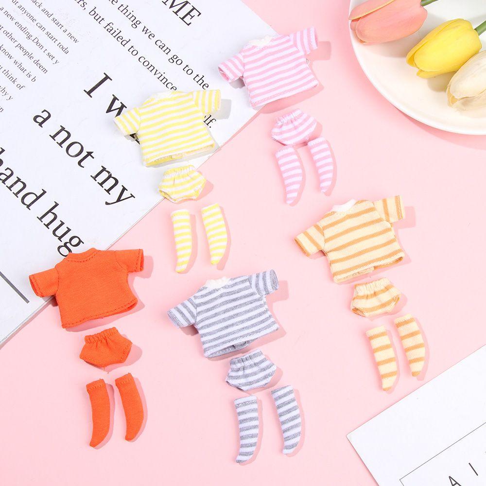 Ob11 Doll T-Shirt 1/11 Doll Panties Doll Cotton Socks Diy Doll Clothes Suits Shorts Striped Tops Knitted Sweatshirt Accessories