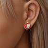 Oryginalne kolczyki z miedzi sterlingowej 925 z czerwonym jabłkiem dla kobiet 2025 Cyrkoniowe kolczyki sztyfty Błyszczące kolczyki koła Pave Prezent na rocznicę z cyrkonią