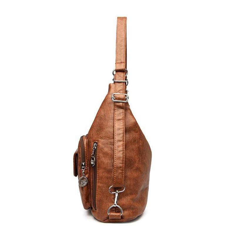 Retro Deri Omuz Çantası Kadın Çok cepli Crossbody Çanta Moda Büyük Kapasiteli Çanta Yeni Messenger Çanta Tote