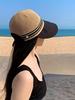 Women Wide Brimmed Non-Trace Ponytail Visor, Foldable Beach Sun Hat for Women Young Girls,Sun Hats for Women Wide Brim Straw Rol