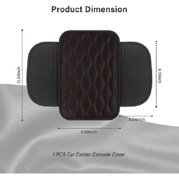 Mittelkonsolenabdeckung mit Erweiterungstasche, Lederarmlehnenbezug in Schwarz/Rot