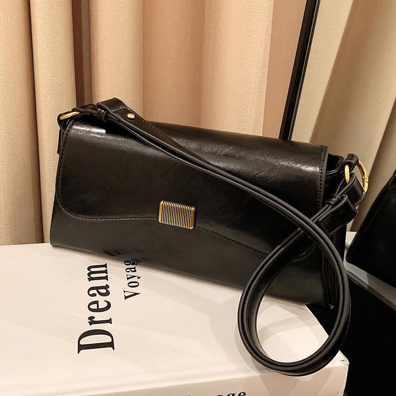 Women's Large Capacity Single Shoulder Bag Trendy Fashion Solid Color Crossbody Bag Autumn Winter New Style PU Underarm Bag