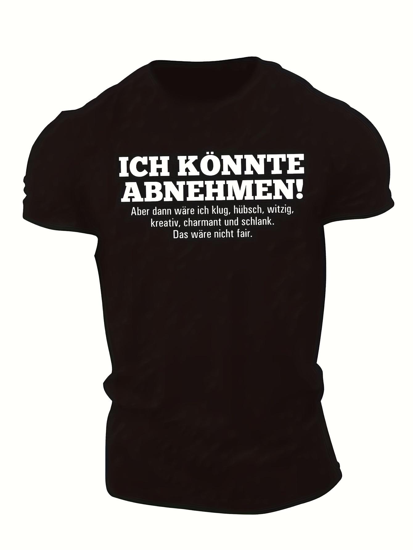 Men s T-Shirt Y2K German Quote Black Loose Fit 4XL