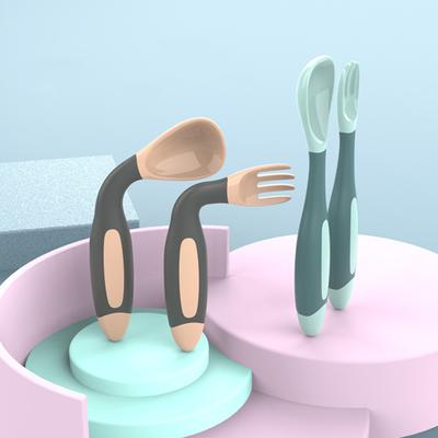2 pezzi/set stoviglie per bambini design pieghevole utensili portatili alimentazione per bambini forchetta cucchiaio ausiliario per bambino