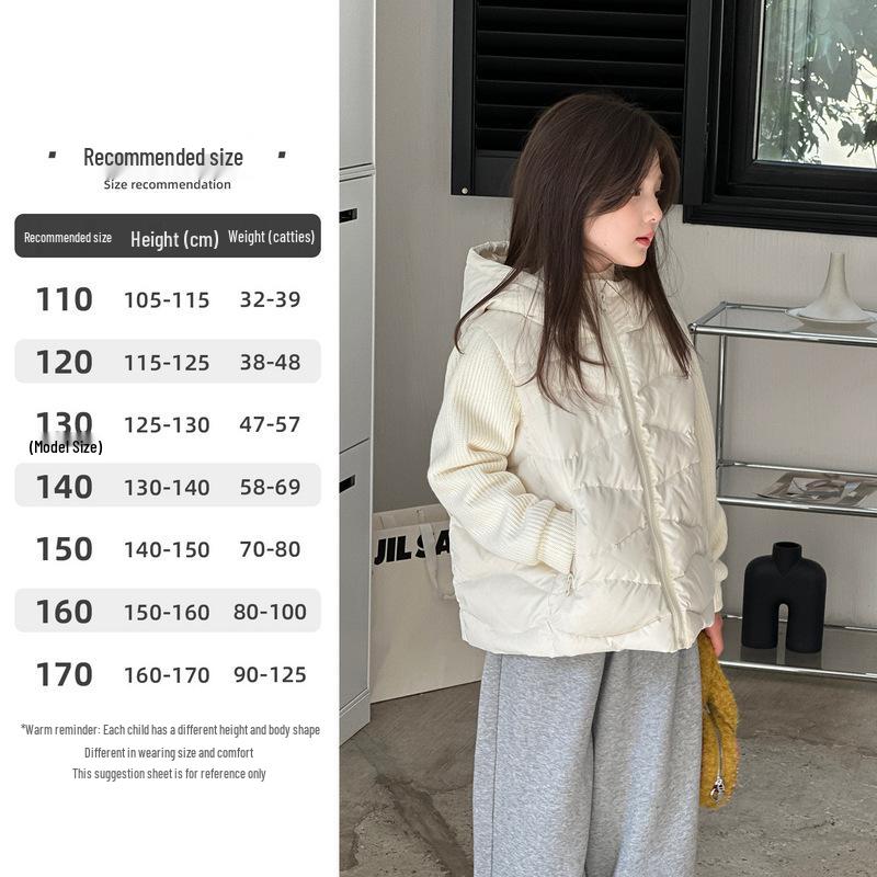 YOJIA Mädchen Winterjacke mit Baumwollpolsterung, Neuer Stil 2025 mit Stilvollem Patchwork, für Grundschüler.