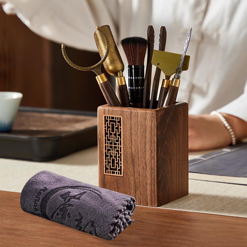 Solid Wood Kung Fu Tea Set: Tea Ceremony Accessories & Storage