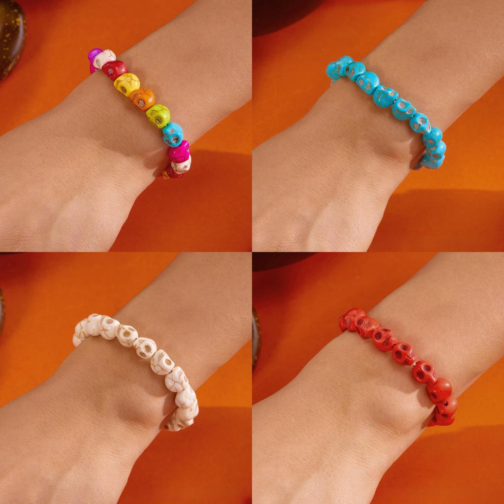 Vintage Geometric Resin Wristlet With Stretch Cord For Casual Gift For Teens