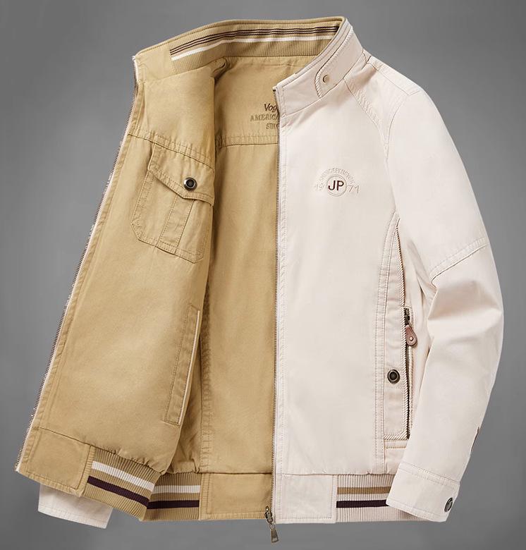 

Men s Reversible Jacket, Thin Spring/Autumn, Plus Size, Pure Cotton, Casual Outerwear for Middle-Aged & Elderly Fathers 4XL