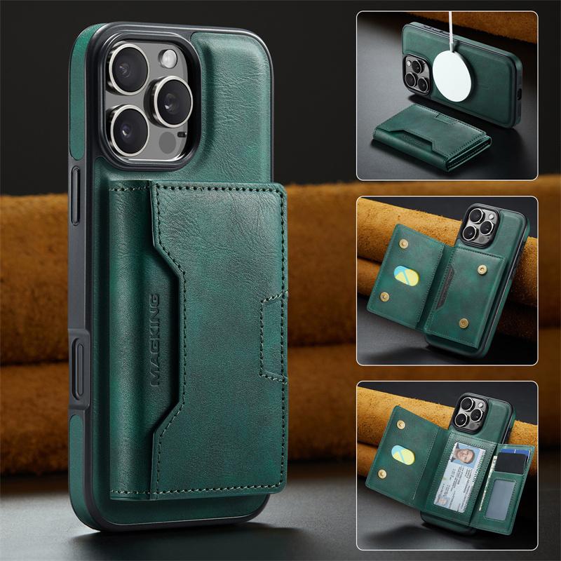 Retro Flip Leather Phone Case For iPhone 16 Pro Max 17 Air 15 Plus 14 13 12 Wallet Cards Magnetic Wireless Charging Back Cover