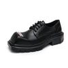 Spring platform business big head leather shoes men's foreign trade fashion lace-up men's shoes heightening black square head leather shoes men's