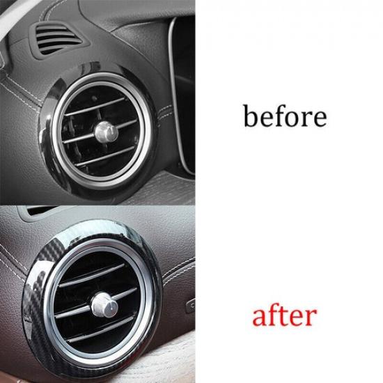 2016- Console L&R Air Outlet Vent Cover Carbon Fiber For Benz E-Class W213