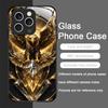 Stylish Eagle Golden Diamond Pattern Tempered Glass Phone Case for IPhone 17 16 Pro Max 15 14 13 12 Mini 11 X XS 7 8 Plus Cover