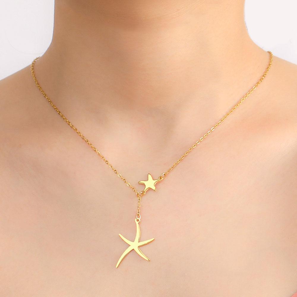 Cazador Starfish Pendant Necklace for Women 2026 Jewelry Stainless Steel Choker Summer Bohemian Birthday Gift Wholesale