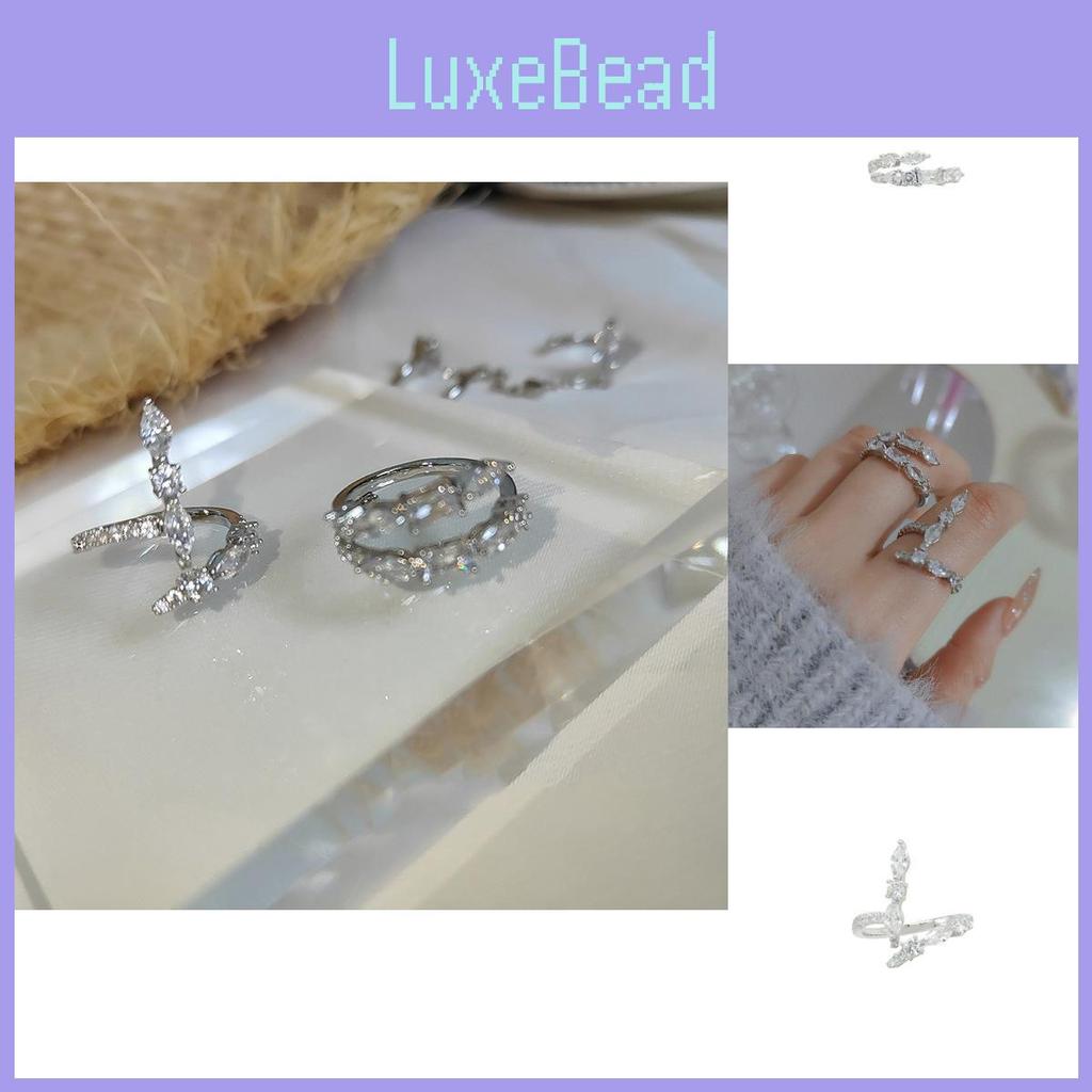 Stylish Adjustable Open Ring With Shimmering Zircon Stones For Trendy Women