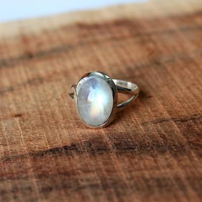 Mondstein-Silberring 925er Sterlingsilber, massiver roter Stein, Mode-Statement-Ringe für Damen, Geschenkidee, Edelstein-Schmuck, Edelstein, handgefertigte Ringe