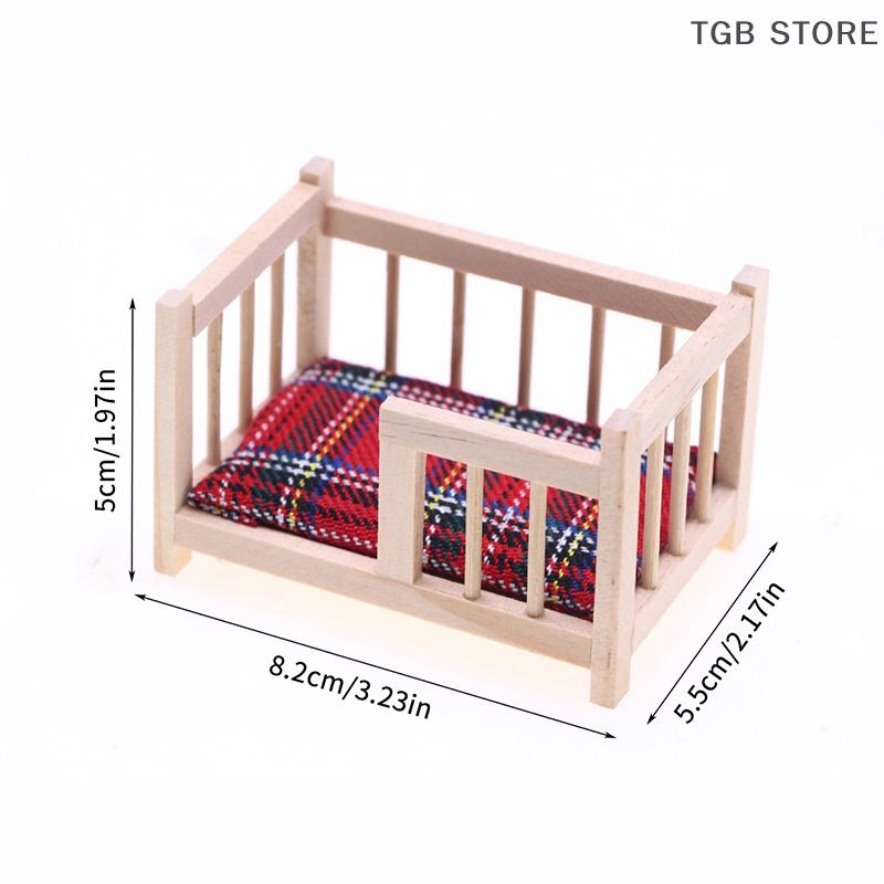1:12 Baby Crib Bed Baby Cot Furniture Model Miniature Decor Toy Doll House Accessories