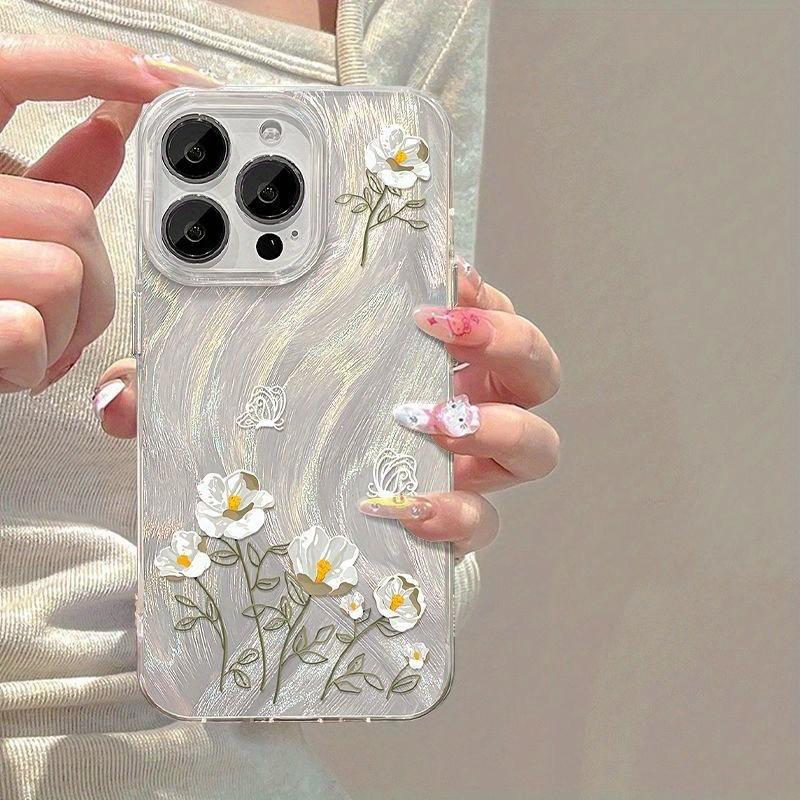 Trendy Gold Foil Flower Protective Phone Case For iPhone 17 Air 16 16e 15 13 12 11 Pro Max Pro Plus Lightweight Funda Cover