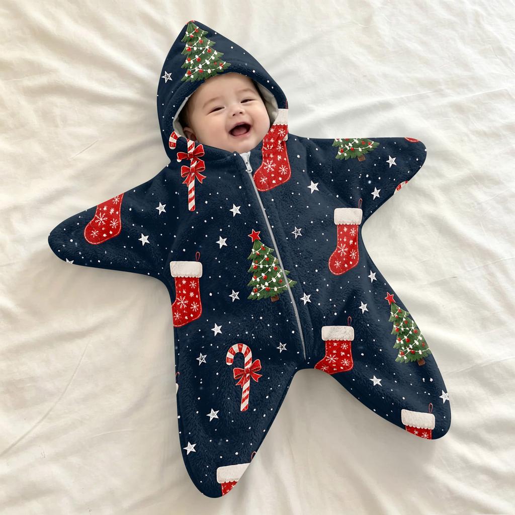 Baby wikkeldeken met print - Flanel - Schrikwikkel voor Kerstmis, Baby slaapzak voor pasgeborenen en uitstapjes