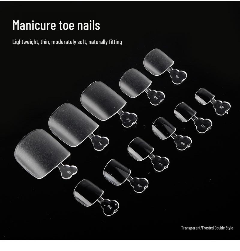 550pcs Foldable Transparent False Toenail Tips - Full Cover Frosted Design