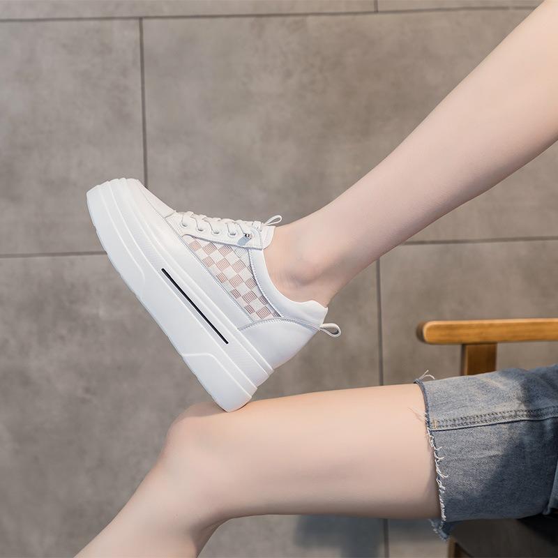 Thick-soled Heightening Summer Mesh Breathable Little White Shoes Women, Spring New Women's Shoes Board Shoes Soft-soled Casual Shoes