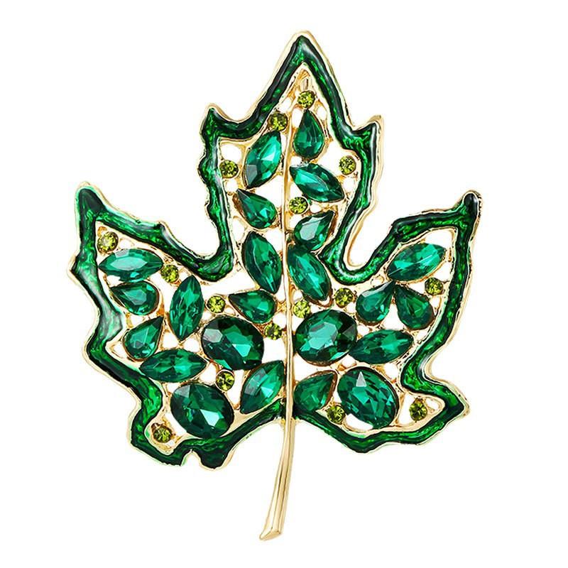 Heavy Industry Rhinestone Maple Leaf Brooch High-end Women's Exquisite Luxury High-end Niche Brooch Suit Coat Pin Accessories