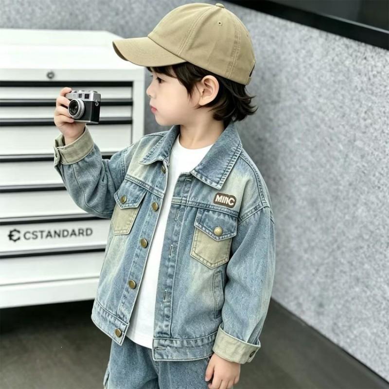 Jungen Jeansjacke Kinder Oberbekleidung Lässig Schick Biker Stil Kurzer Mantel 3-8 Jahre