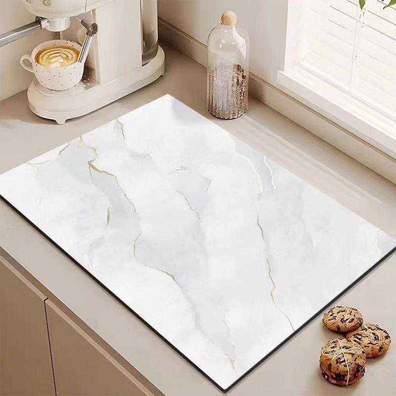 Marble Draining Mat: Diatomaceous Earth, Non-slip, Water Absorbent Kitchen & Dining Surface Mat