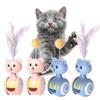 Interactive Cats Tumbler Toys with Feather or Ball Battery Powered Funny Chasing Roller Kitten Toy for Small Puppy