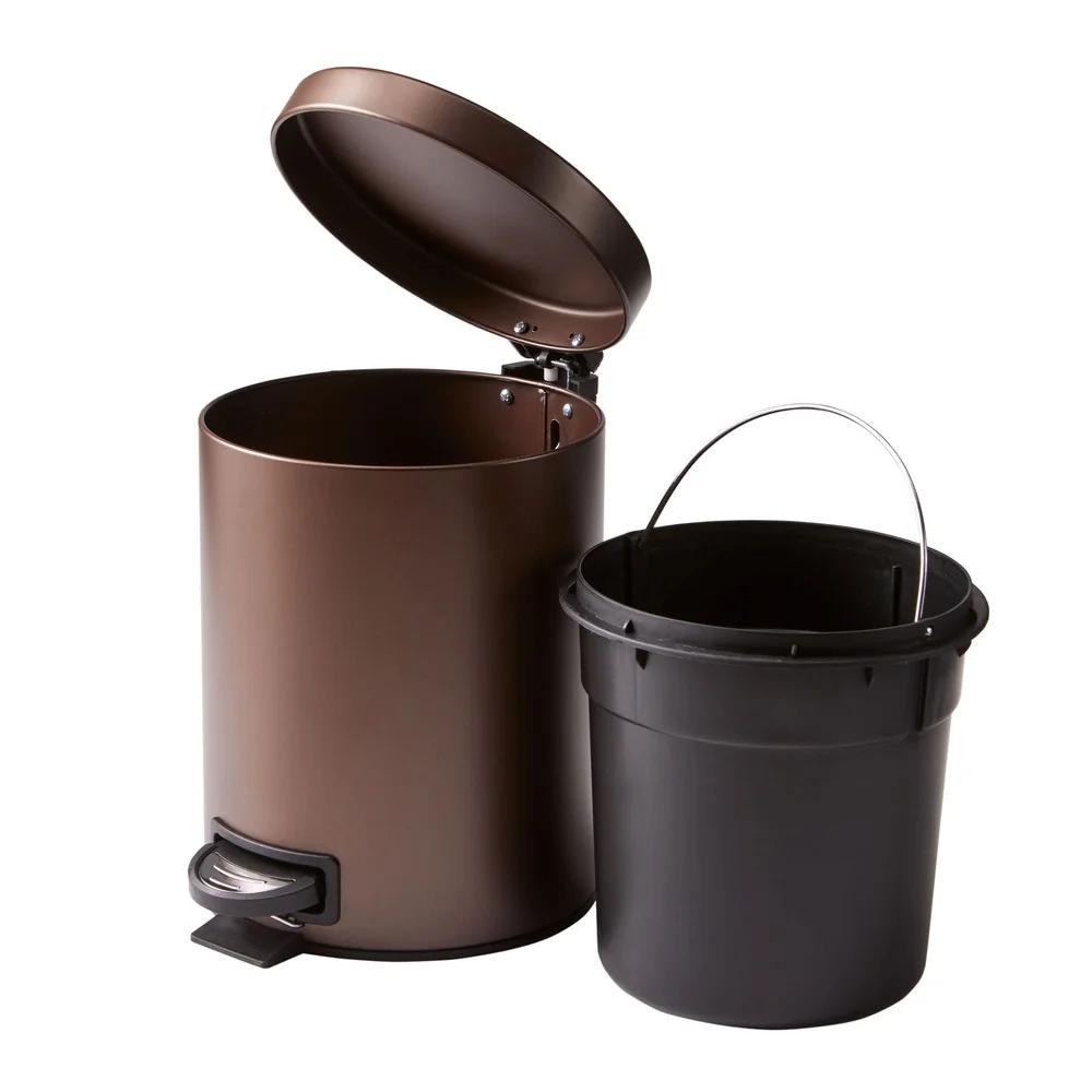 Metal Bathroom Waste Basket Soft Close Step Trash Can Removable Liner Indoor Outdoor Wastebasket Household Commercial Use 1.3