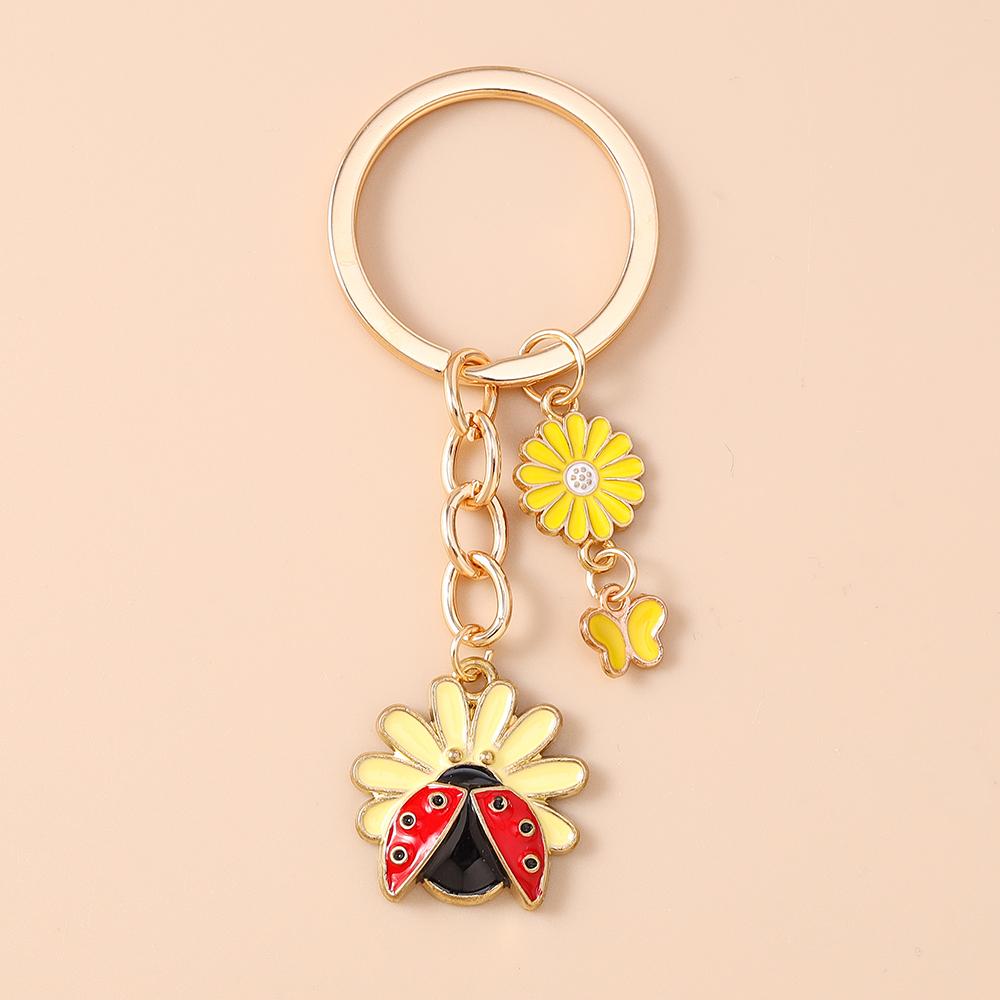 Portachiavi Insetto Coccinella Smaltato Carino Portachiavi Fiore Ciondoli per Donna Ragazze Decorazione Borsa Portachiavi Fatto a Mano Fai da Te Gioielli Regali