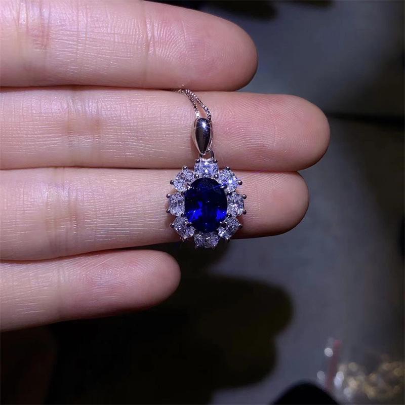 Sapphire Moissanite Princess Diana Necklace, Ring, and Earrings Set - Perfect Engagement or Best Friend Gift