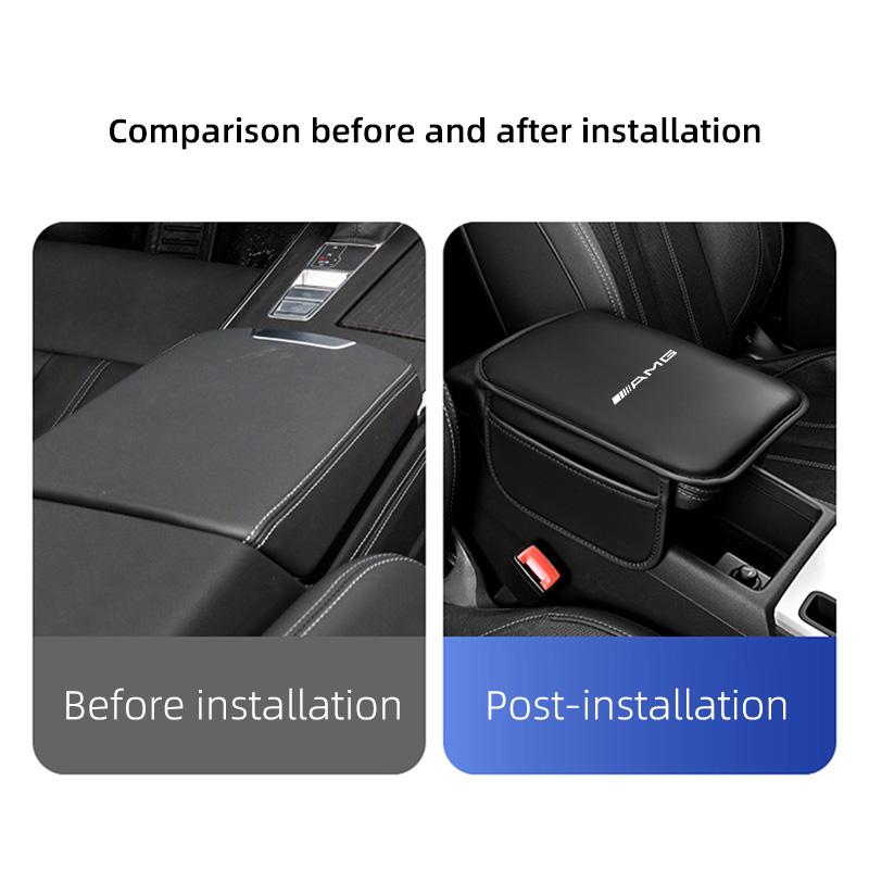 TFHM4 PU Leather Car Armrest Cushion With Storage Bag Tire Valve Cap For Mercedes Benz AMG GLE GLS CLA CLE GLC CLS GLA W223 W213 W206