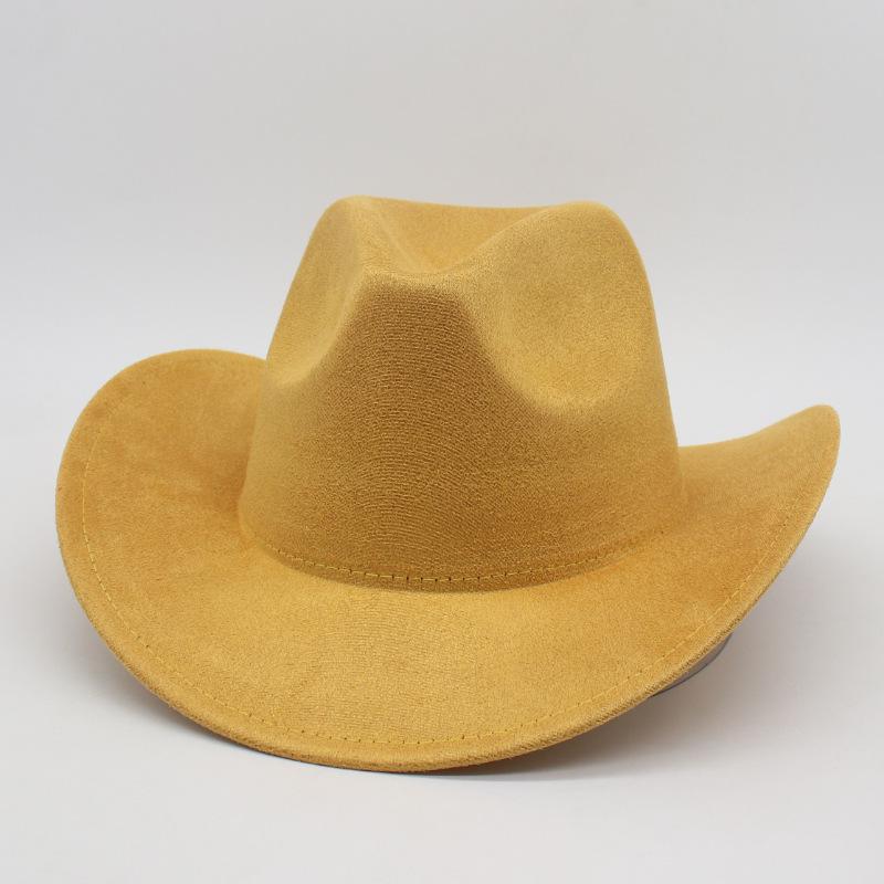 Top Hat New Amazon Hot-Selling Western Denim Curled Brim Concave Convex Top Retro Riding Hat Men'S And Women'S Woolen Felt Hat
