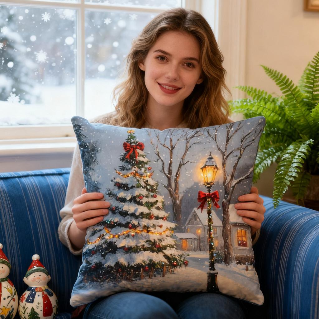 Unique Christmas Snowman Throw Pillow Covers ,Soft Comfy Xmas Floral Flower Pillow Cases Kit, Holiday Velvet Decorative For Couch Sofa Living Room