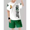 Boys' Set, Fashionable 3D Printed Casual Pullover, Short Sleeved Shorts, T-shirt Shorts