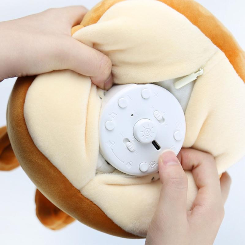 LED Digital Cartoon Alarm Clock Bedroom Night Light Bedside Electronic Clock Soft Plush Toast Shape Alarm Clock