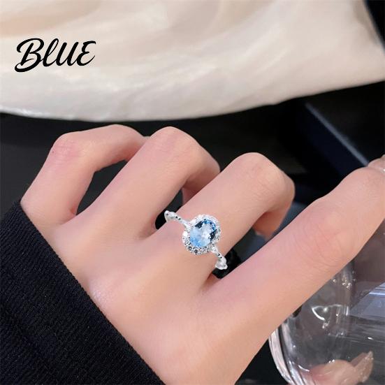 Blue Ring Rhinestone for Women Adjustable Opening Long-lasting Cubic