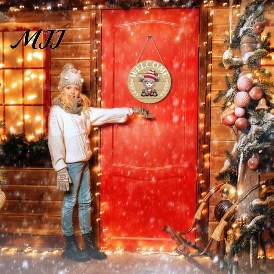 Festive Wooden Door Decoration 1 Set Interchangeable Welcome Sign with Seasonal Hat Accessories Gnome Hats Highland Cow Hanging Front Home