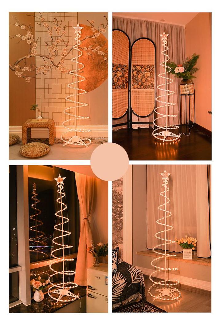 1.8m Tungsten Wire Spiral Christmas Tree Lights, Simple Ins Style, Festive Glow