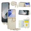 Flip7 with Card Slot Leather Wallet Phone Case for Samsung Galaxy Z Flip 7 6 5 4 3 Ring Holder Crossbody Lanyard Strap Women