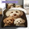 Schwarzes Bichon-Muster Bettwäsche Heimdekoration Geburtstagsgeschenk (1 Bettbezug + 2 Kissenbezüge, ohne Füllung)